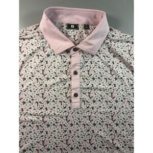 FootJoy Golf Polo Shirt Mens XL Pink Floral Print Short Sleeve Performance Top